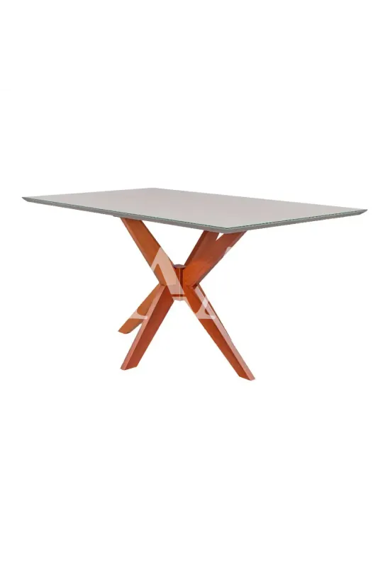 CJ MESA 4C AGN ANNA RETANGULAR 116X80 C/VIDRO CAD LARISSA MADEIRA/OFF