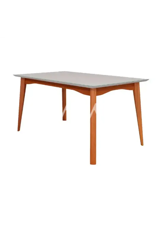 MESA AGN ALICE RETANGULAR 156X90 C/VIDRO MADEIRA/OFF WHITE