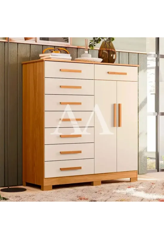 COMODA 8G 2P. ABRIR ALBATROZ NEW VERONA CARVALHO GRIFE / OFF WHITE