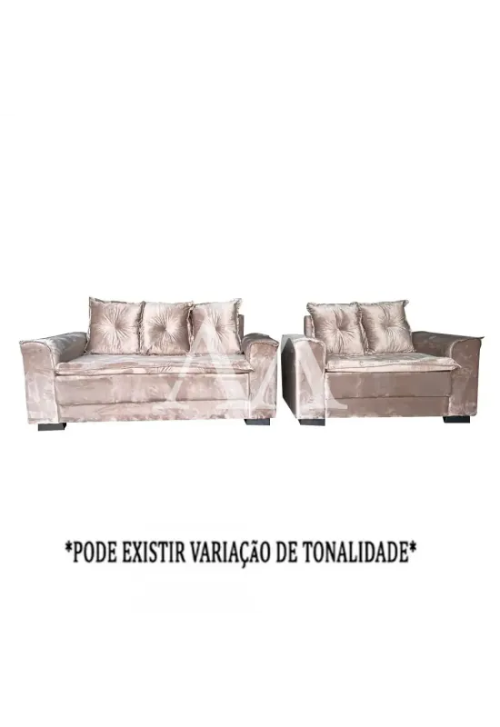 CJ ESTOFADO BOMFLEX 2/3 LUGARES HAITI BEGE VELUDO ASTECA 04