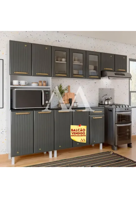 COZINHA TELASUL COMPACTA 44 9P 3 C/VD DIAMANTE NEW CINZA TOTAL 818444-