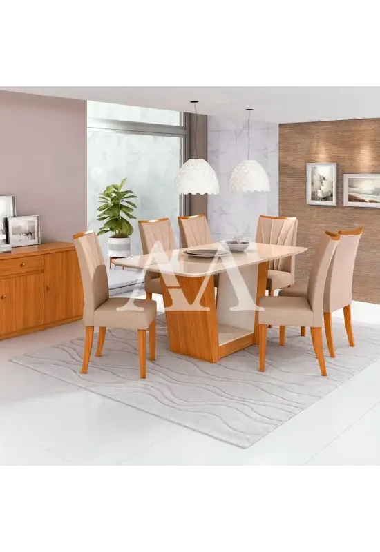 CJ MESA 6C LOPAS APOGEU CANT.COPO CAD APOGEU 160X80 NATURALE CREME AMENDOA/OFF WHITE