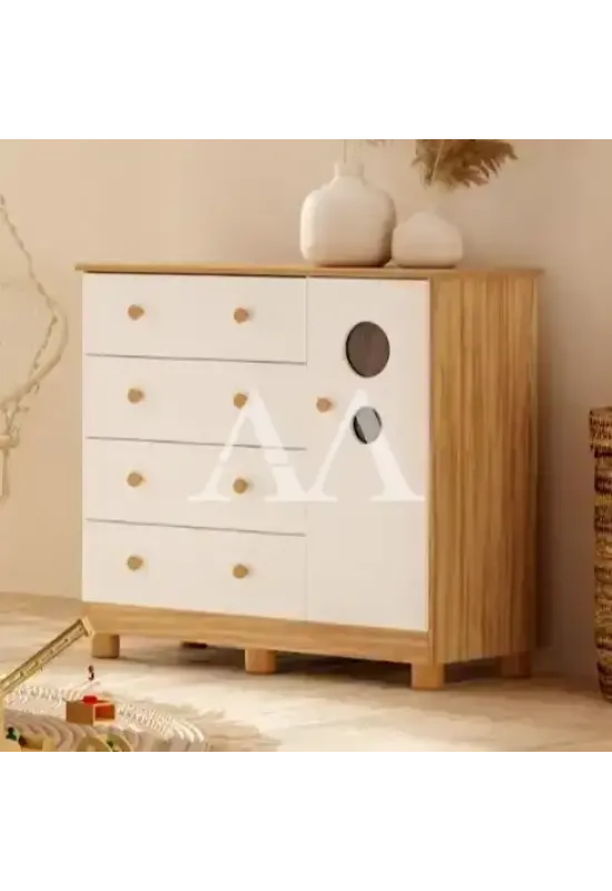 COMODA 4G 1P. ABRIR PEROBA DUDA PLUS AMENDOA/BRANCO BRILHO