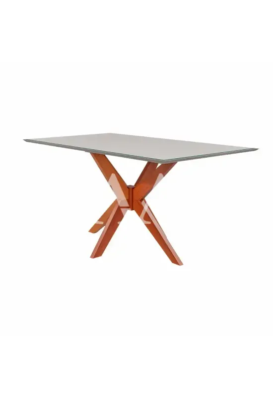 MESA AGN ANNA RETANGULAR 116X80 C/VIDRO MADEIRA/OFF WHITE