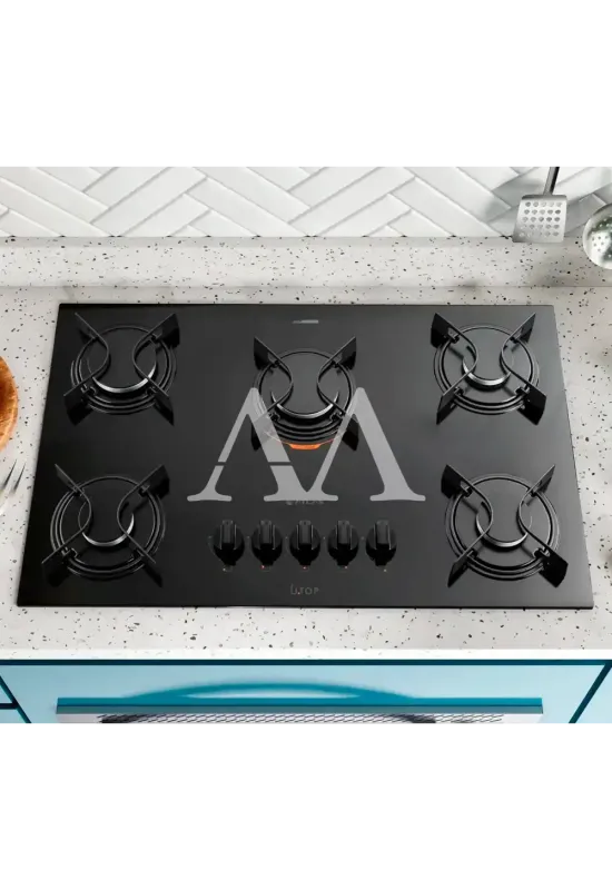 FOGAO  5B ATLAS COOKTOP  UTOP MESA VIDRO ESMALTADO VP GAS PRETO