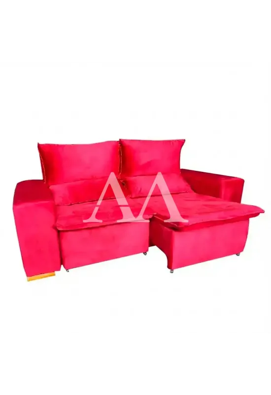 ESTOFADO BOMFLEX CHILE RETRATIL VERMELHO VELUDO INCA 05