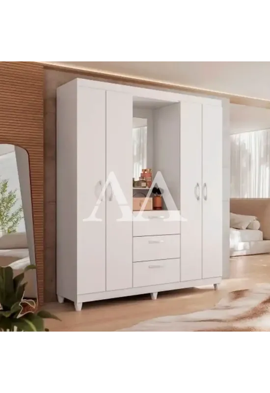 ROUPEIRO 4P ABRIR 3G CAEMMUN CLAPTON 1.5 C/ ESPELHO BRANCO PERFECT