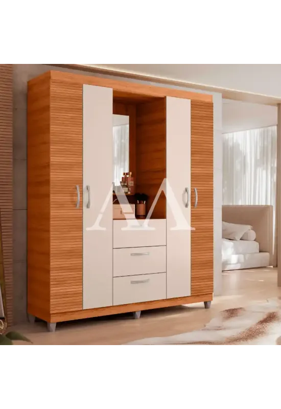 ROUPEIRO 4P ABRIR 3G CAEMMUN CLAPTON 1.5 C/ ESPELHO FREIJO RIPADO/OFF