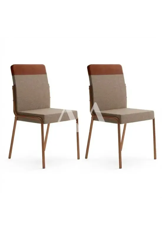 CJ 02 CADEIRAS CARRARO DUO 1739 COURINO CARAMELO C/ TUBO ROSE