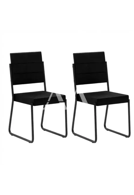 CJ 02 CADEIRAS CARRARO ESTOFADA 1736 PRETO NAPA PRETO