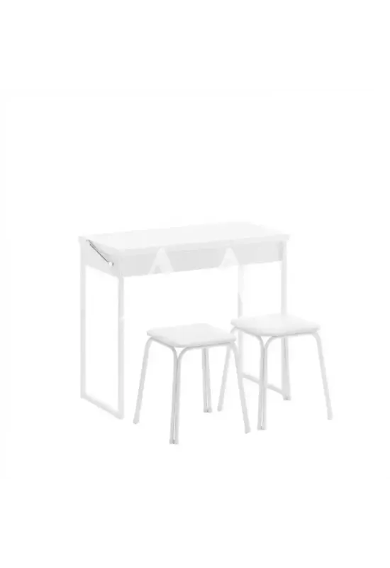 MESA CARRARO DOBRAVEL 1590 C/2 BANQUETAS BRANCO C/TUBO BRANCO