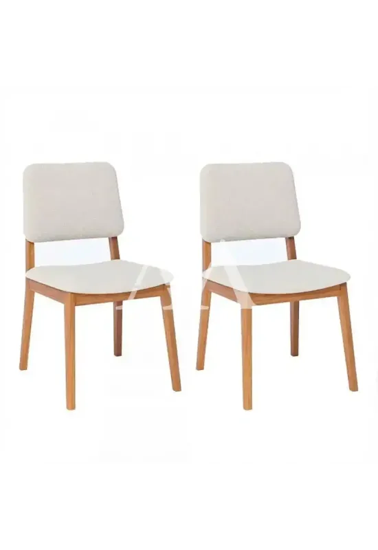 CJ 02 CADEIRAS CIMOL AMARILIS NATUAME MADEIRA/LINHO CRU