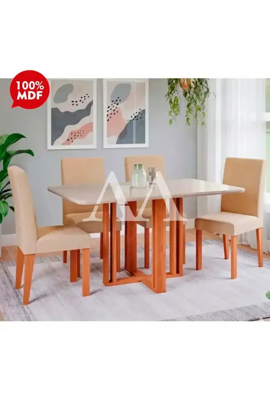 CJ MESA 4C CIMOL FLORA RETANGULAR 130X80 MAIA CINAMOMO/OFF WHITE/GENGI