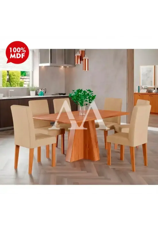 CJ MESA 6C CIMOL MAITE S/VIDRO RETANGULAR 160X80 CINAMOMO/GENGIBRE