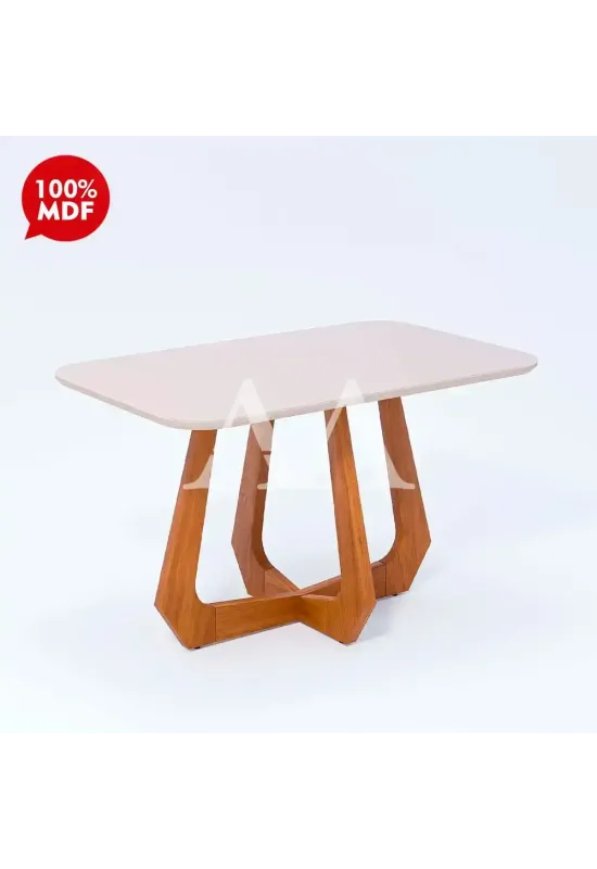 MESA CIMOL BROMELIA NATUAME RETANGULAR 130X80 MADEIRA/OFF WHITE