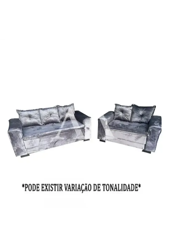 CJ ESTOFADO BOMFLEX 2/3 LUGARES HAITI CINZA VELUDO ASTECA 09