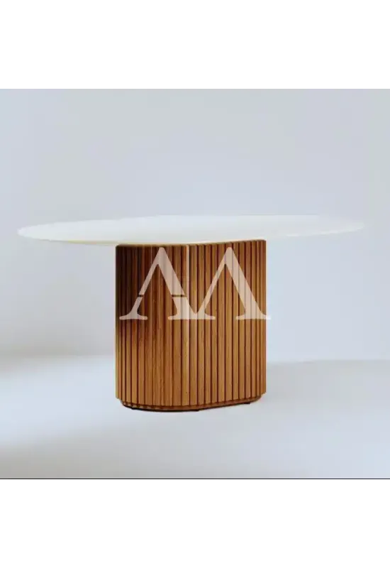 MESA IMCAL LIVING 1.6 C/VIDRO OVAL OFF WHITE/CINAMOMO