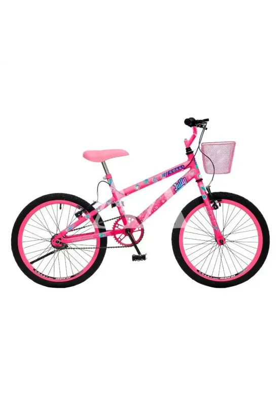 BICICLETA COLLI JULLY ARO 20 S/MARCHA C/CESTO ROSA NEON