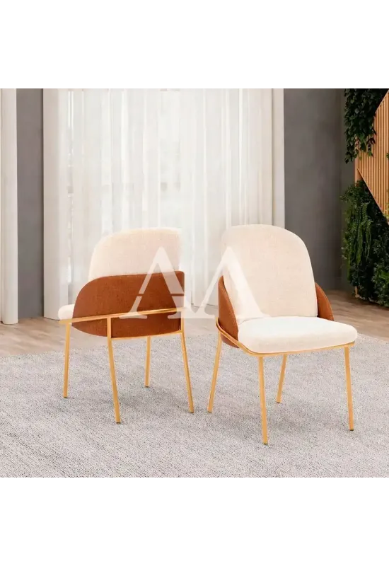 CJ 4 CADEIRAS DJ VITTA TEC/ BOUCLE PEROLA/TERRACOTA