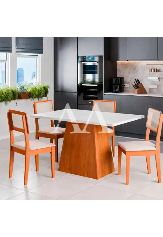 CJ MESA 4C DOBUE CORDOBA 137X80 CINAMOMO/BRANCO OFF/NEVOA BOUCLE