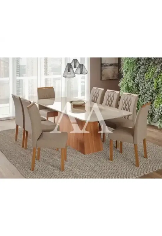 CJ MESA 8C CIMOL HELENA RETANGULAR 210X100 C/VDO CAD. JULIANA CINAMOMO