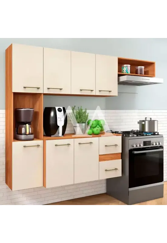 COZINHA FELLICCI COMPACTA MILA C/ BALCAO CINAMOMO/OFF WHITE