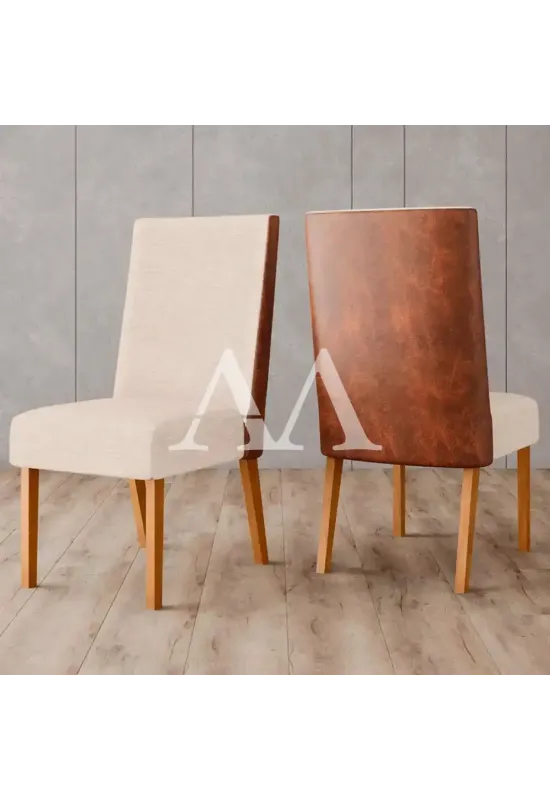 CJ 02 CADEIRAS HENN ANNE TEC/ LINHO NATURE/COURANO