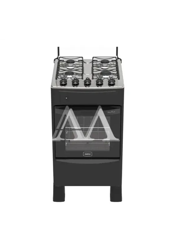 FOGAO 4B REALCE IRIS PLUS MESA INOX AUTOMATICO PRETO