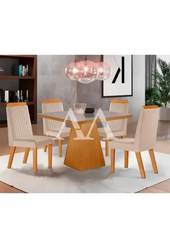 CJ MESA 4C LJ MOVEIS PRADA 90X90 TAMPO TIC C/VDO CAD.RIVIERA TEC164 CASTANHO/CINAMOMO