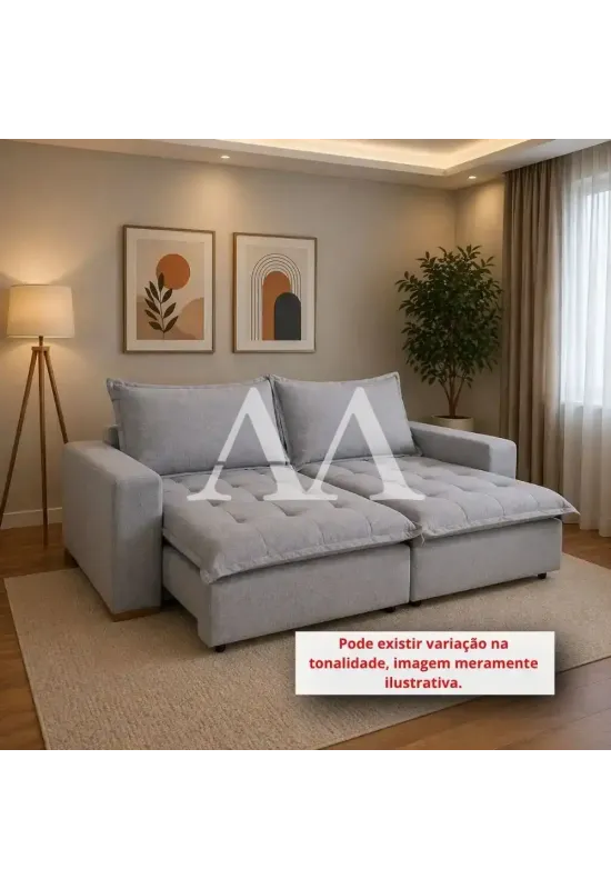 ESTOFADO DESIGN MILANO RETRATIL CAMA MARTE CINZA