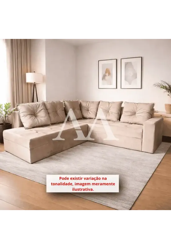 ESTOFADO RG LUGARES PETROLINA C/CHAISE CANTO BEGE