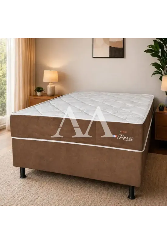 CJ BASE BOX/COLCHAO 138X188X56 TOPAZIO PARIS CHOCOLATE MOLAS ENSACADAS