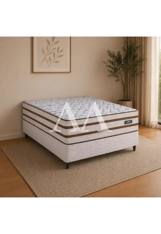 CJ BASE BOX/COLCHAO MOLAS ENSACADAS 138X188X76 DESIGN FIORE BEGE