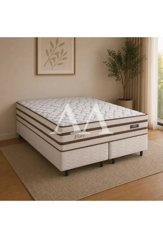 CJ BASE BOX/COLCHAO MOLAS ENSACADAS 158X198X76 DESIGN FIORE BEGE