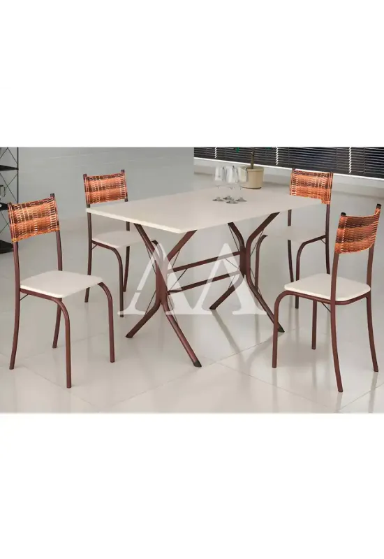 CJ MESA 4C MOVEIS TEIXEIRA ATLANTA RETANGULAR 120X75 C/RATAN CARVALHO