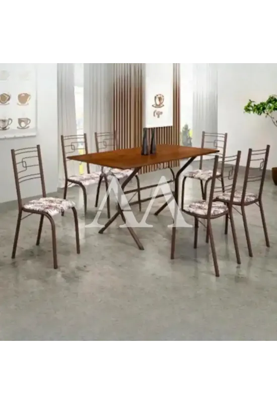 CJ MESA 6C MOVEIS TEIXEIRA PARATY RETANGULAR 140X75 BRANCO MARROM / MA