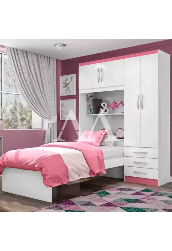 ROUPEIRO 4P. ABRIR 3G C/ CAMA MX LISBOA BRANCO / PINK