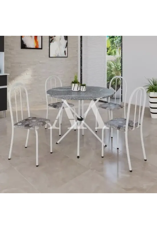 CJ MESA SOMA 4C ANE B 75CM REDONDA GRANITO TOPAZIO PARAOPEBA BRANCO