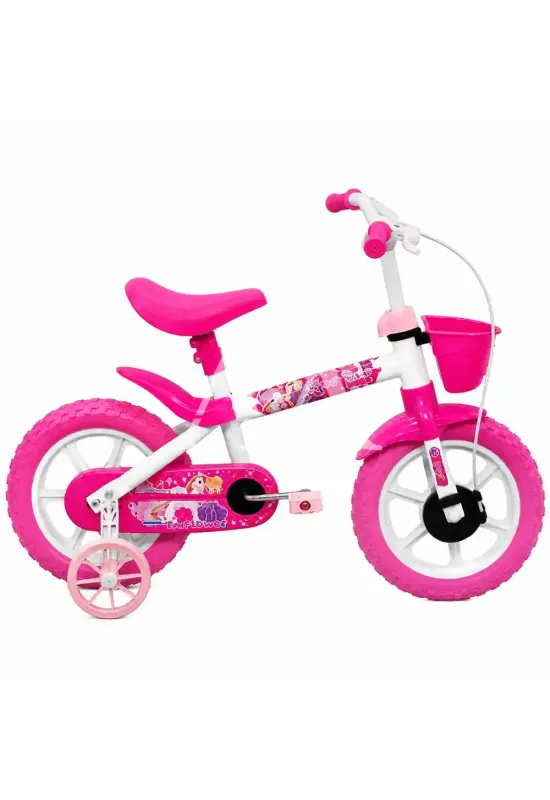 BICICLETA TK3 TRACK ARCO IRIS ARO 12 INFANTIL S/MARCHA BRANCO/FUCCIA