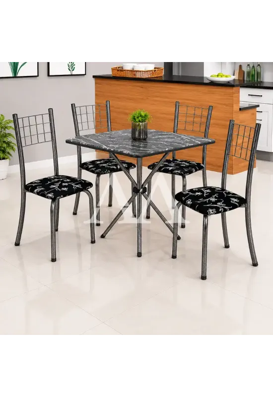 CJ MESA SOMA 4C DANY 70X70 QUADRADA FLORAL CINZA LACA