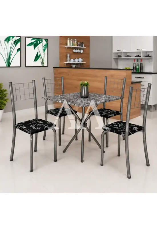 CJ MESA SOMA 4C DANY 70X70 QUADRADA FLORAL PRATA MARTELADO OCRE