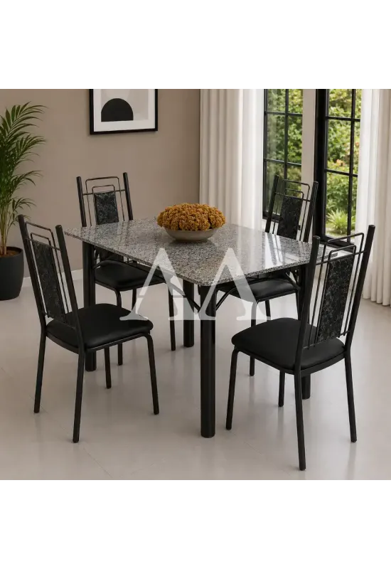 CJ MESA 4C SERRA TUBOS BELGICA NEW GRANITO 115X75 PRIMAVERA PRETO/PRATA PRETO MARTELADO