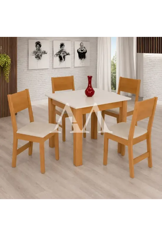CJ MESA 4C SAO CARLOS MILENA QUADRADA 80x80 FREIJO / OFF WHITE