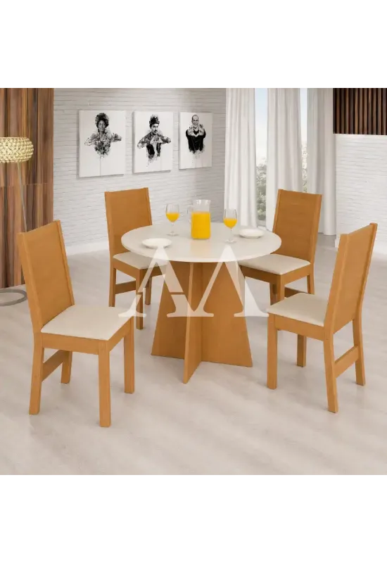 CJ MESA 4C SAO CARLOS ELANE REDONDA 90x90 FREIJO / OFF WHITE