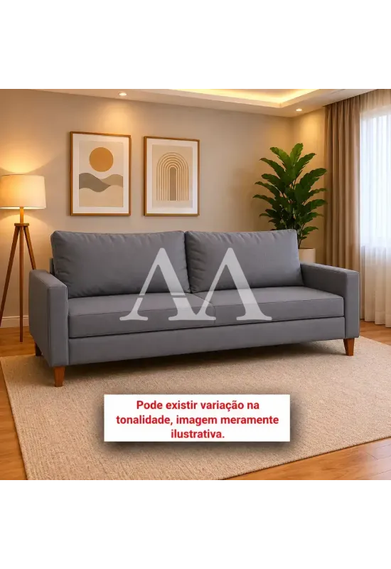 ESTOFADO MALU 3 LUGARES CHANEL GRAFITE VELUDO