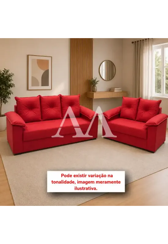 CJ ESTOFADO LIFESPUMA 2/3 LUGARES PAULINHA VERMELHO