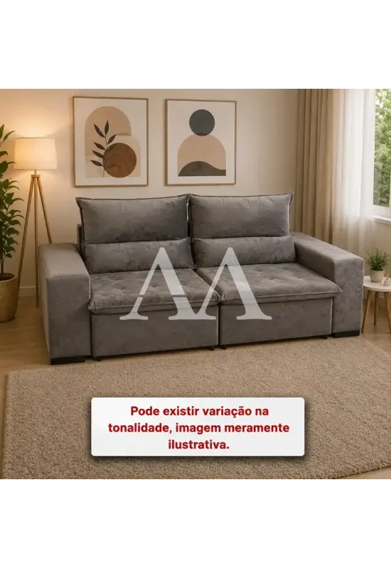 ESTOFADO BOMFLEX CHILE RETRATIL CINZA VELUDO INCA 10