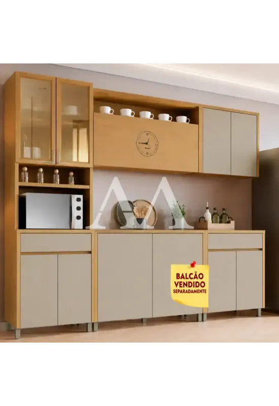 COZINHA NESHER CONDESSA COMPACTA CARVALHO/GREIGE 500985
