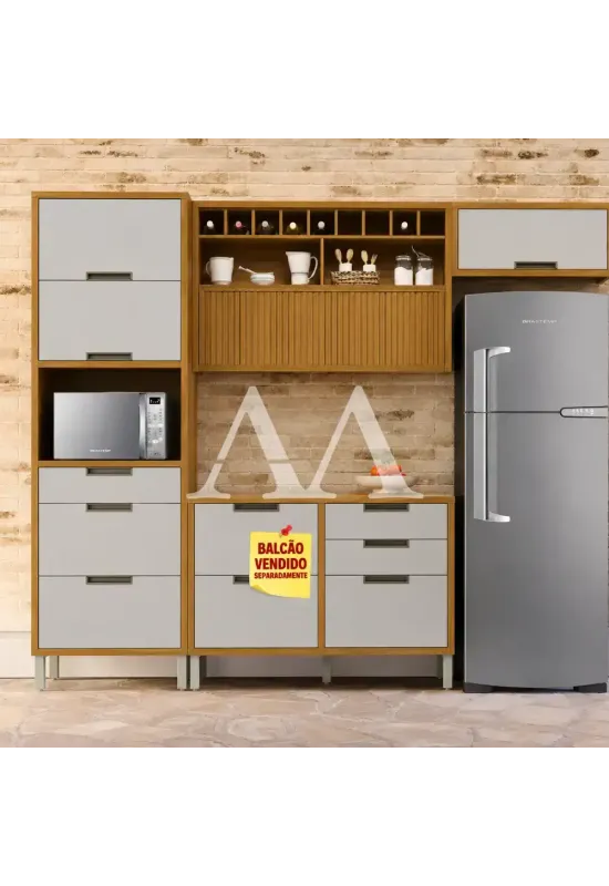 COZINHA NESHER IMPERATRIZ COMPACTA FREIJO/OFF WHITE 500784