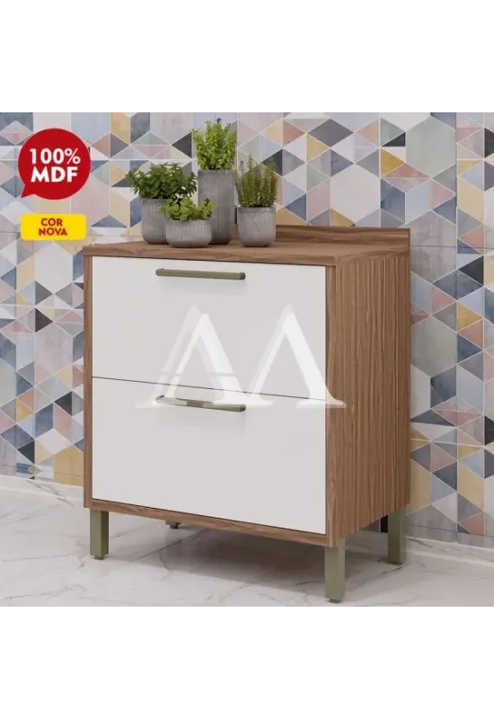 BALCAO RONIPA 1P 1G SYRAH 80CM  AMENDOA/BRANCO